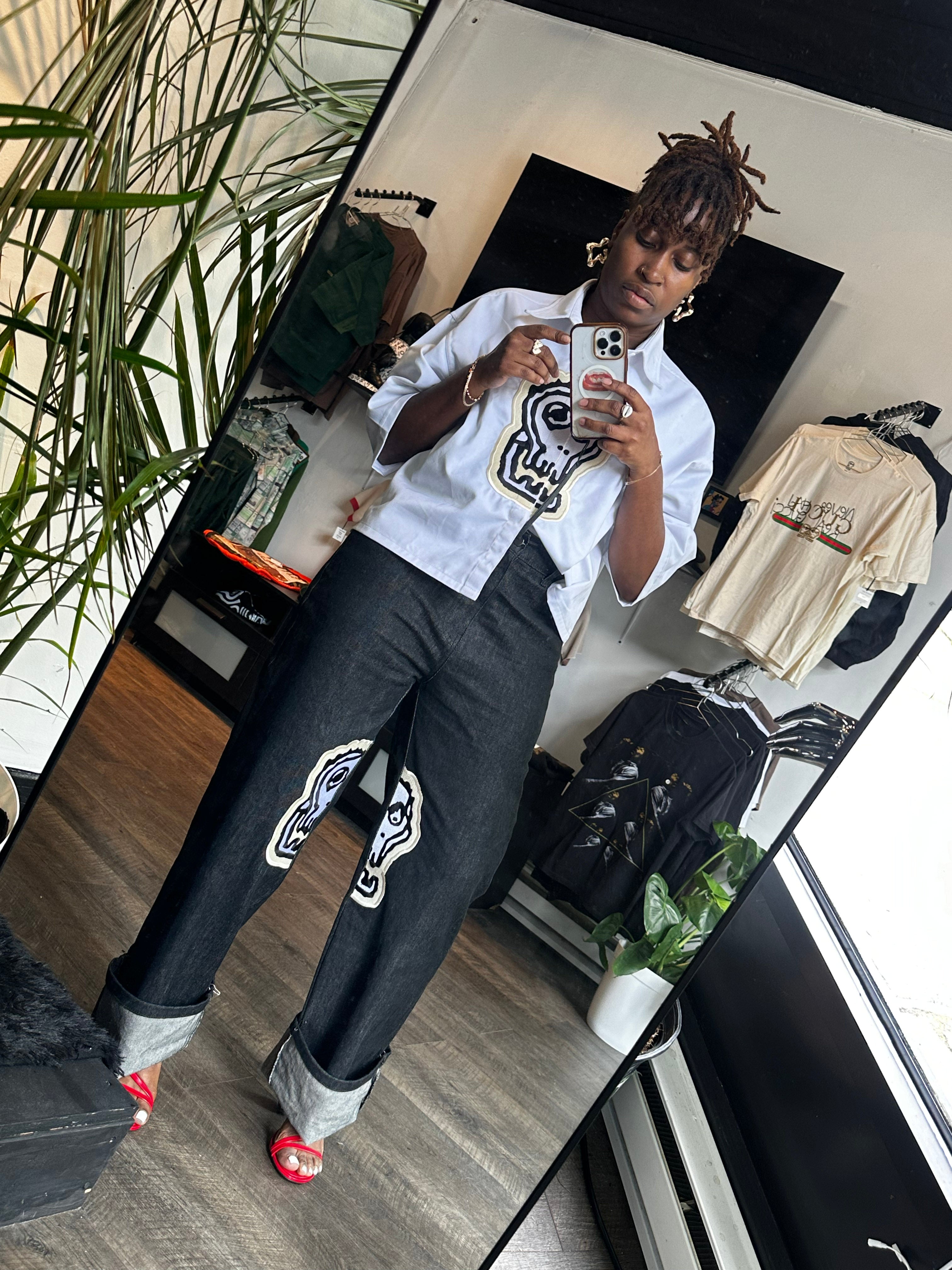 Logo zip up Shirt White