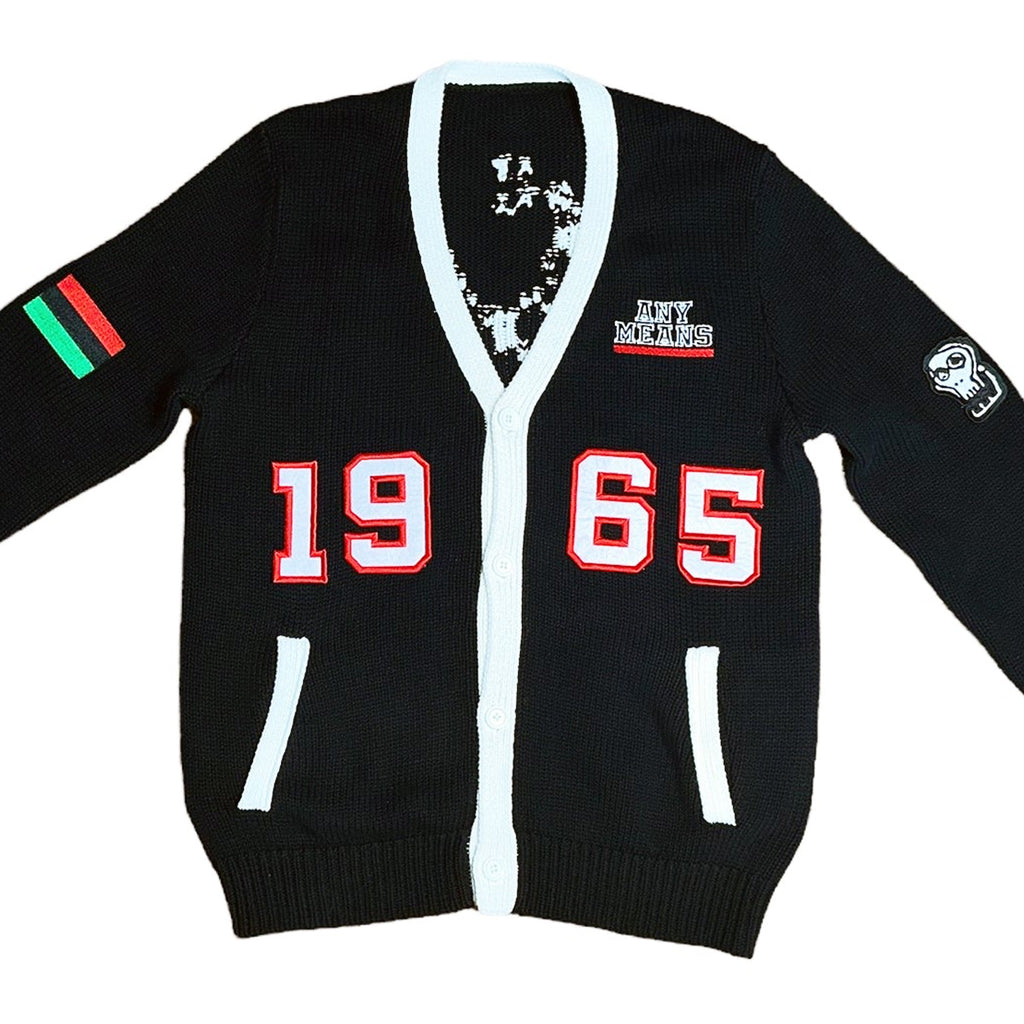 ANY MEANS Malcolm X 1965 Varsity Knitted Cardigan