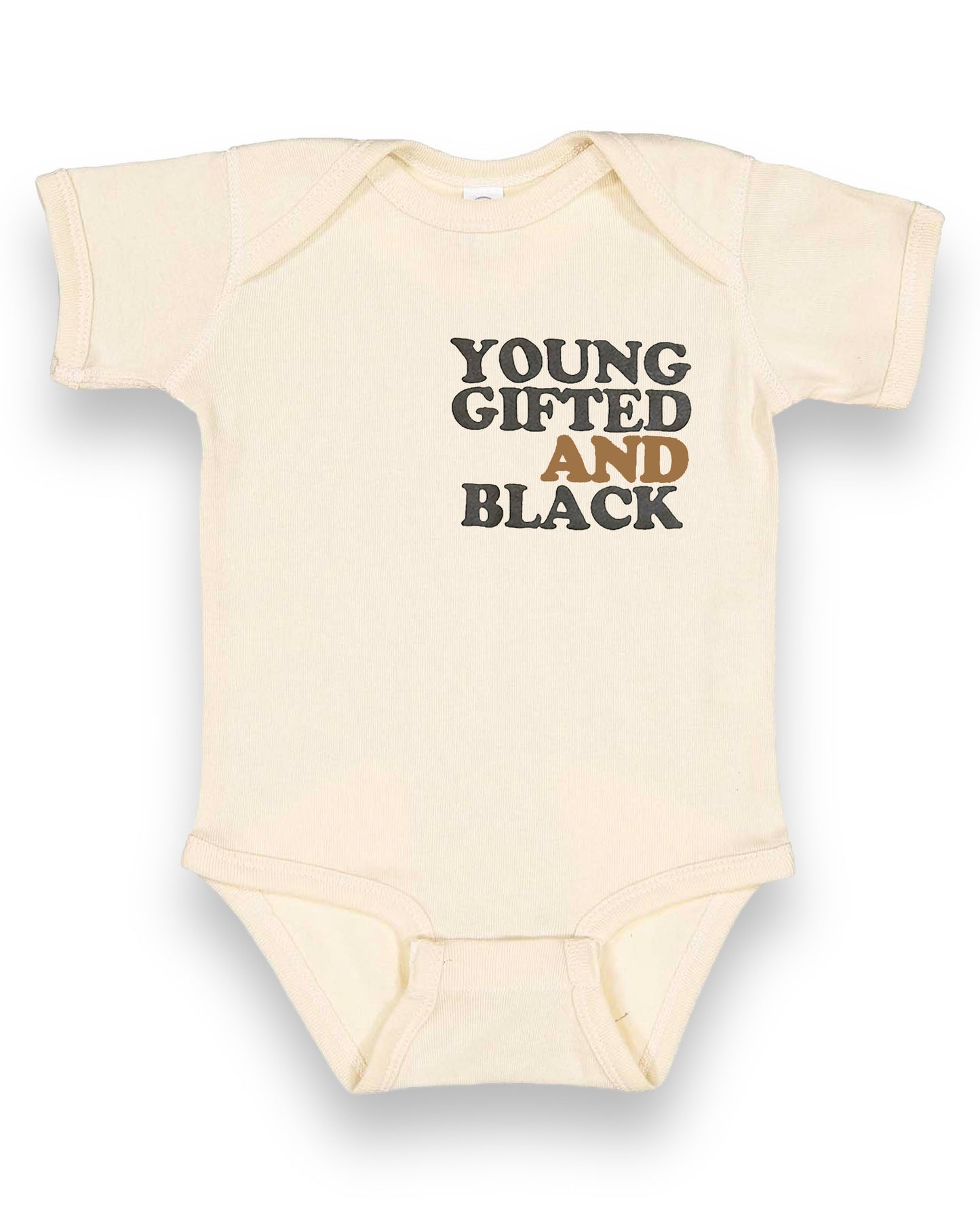 Young Gifted Black Tan Baby Onesie