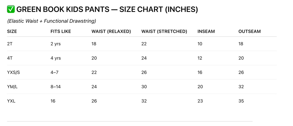 The Green Book Work Pants - Kids