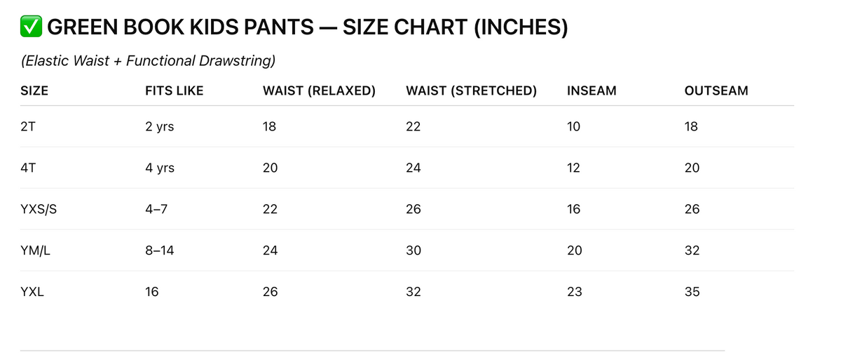 The Green Book Work Pants - Kids