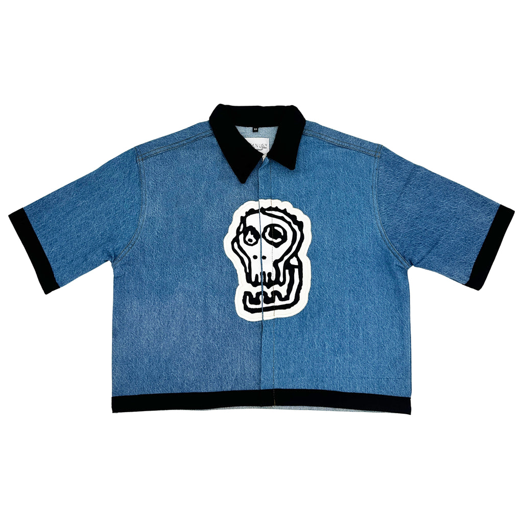 Logo Zip up Denim Shirt