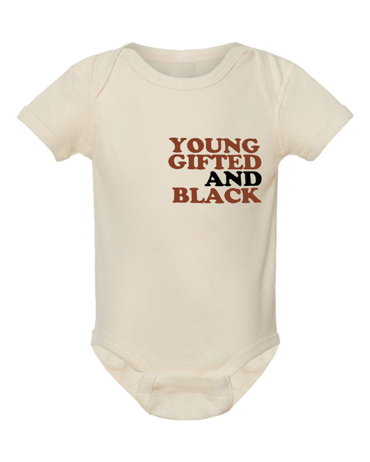 Young Gifted Black Tan Baby Onesie