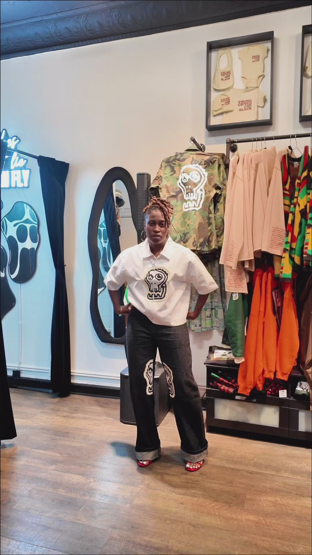 Logo zip up Shirt White