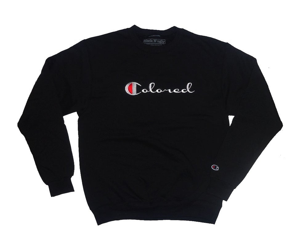 Embroidered Crewneck Sweater | Champion Crewneck Sweater | Black N Ugly